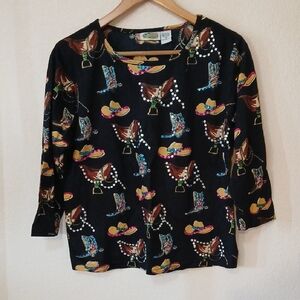 Collections Etc Cowgirl Western Shirt With Rhinestones And Sequins